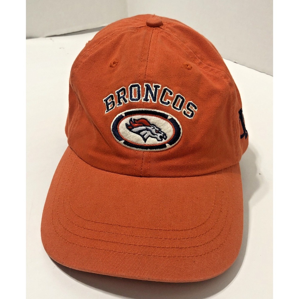 VTG Logo Athletics Denver Broncos Orange NFL Pro Line Strapback Cap - 90s Era - Picture 1 of 8